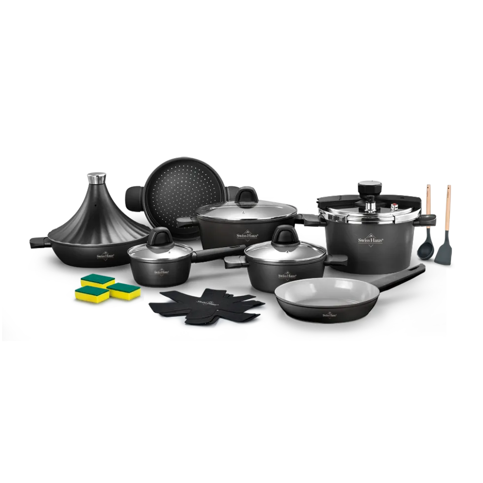 Pannenset keramische coating 20-delig zwart