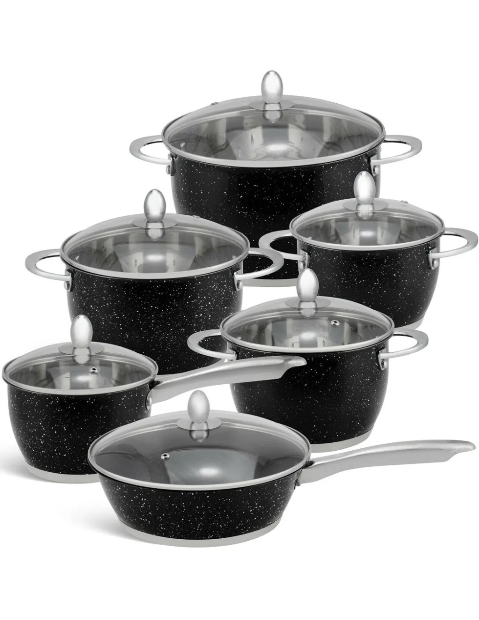 Pannenset Luxe 12-Delig RVS Sandwichbodem Black Line Edënbërg