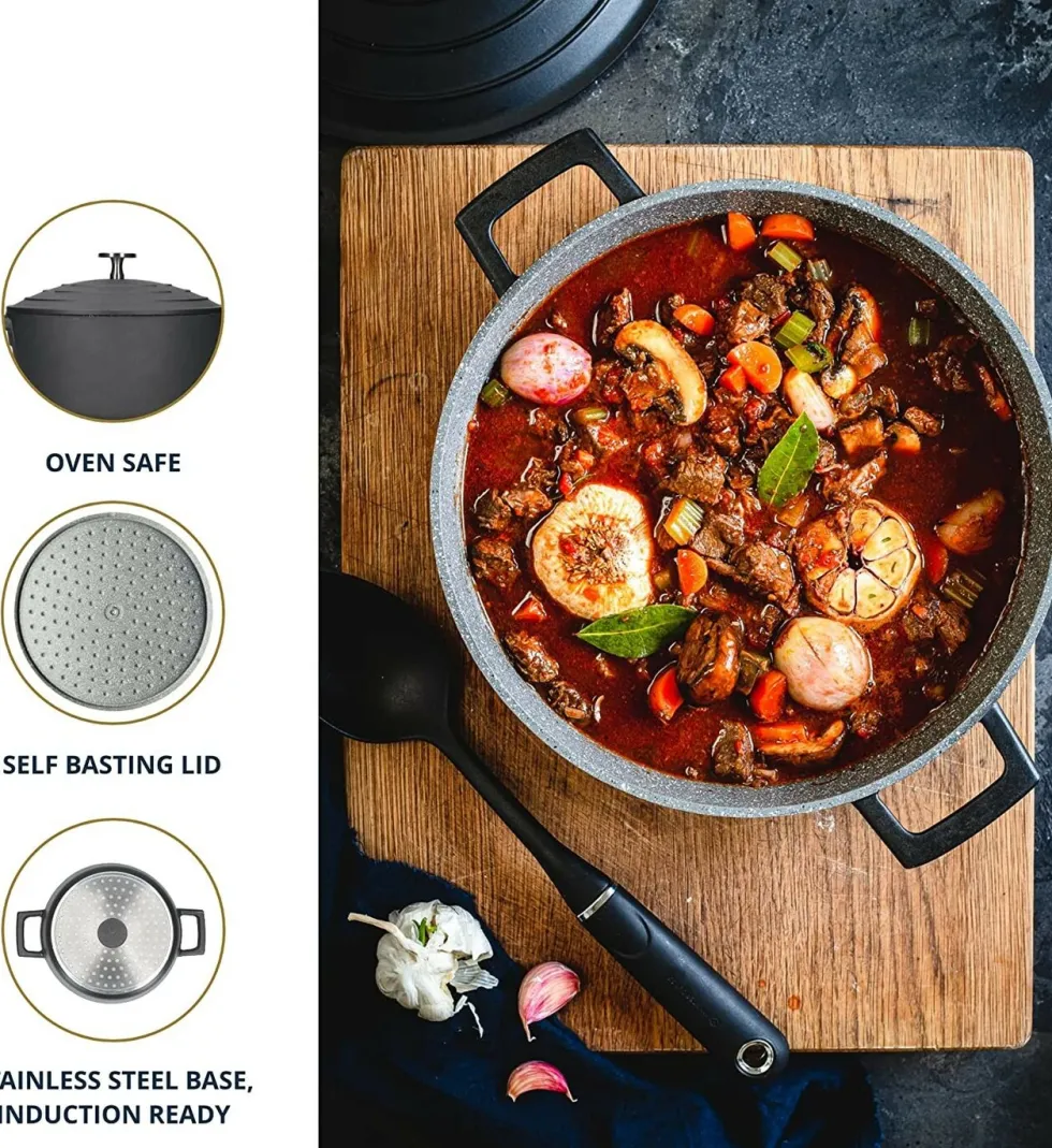 Pannenset marmeren coating 14-delig zwart Creuset Royalty Line