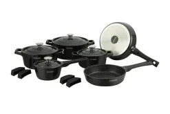 Pannenset marmeren coating 14-delig zwart Creuset Royalty Line