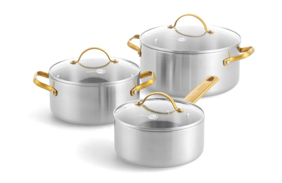 Pannenset RVS 6-delig Greenpan Padova 3-Ply uncoated