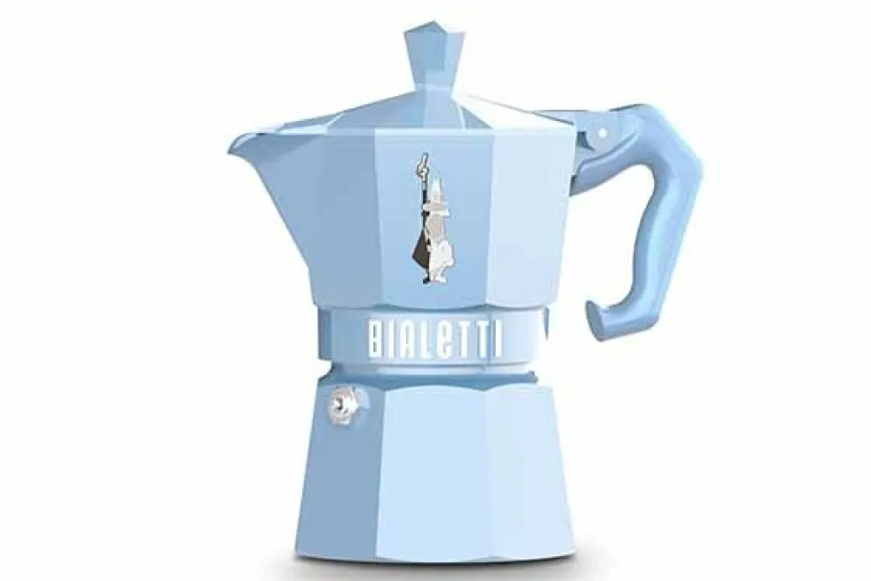Percolator Moka Express Bialetti lichtblauw 3-kops