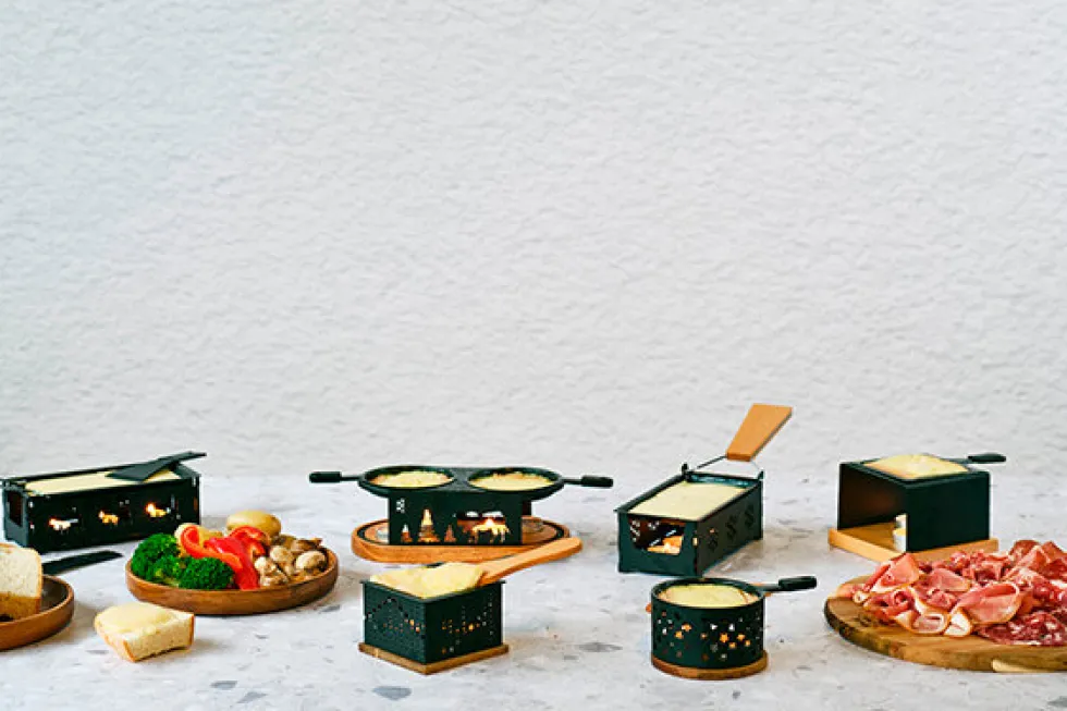 Raclette inklapbaar rechthoek 2 personen met spatels nylon Aspen