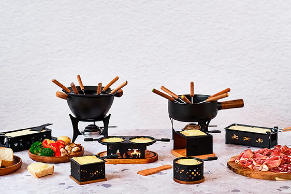 Raclette rond sterretjes met spatel Aspen