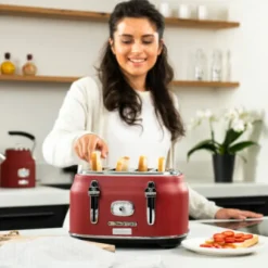 Retro Broodrooster 4 Slice Toaster Rood Westinghouse