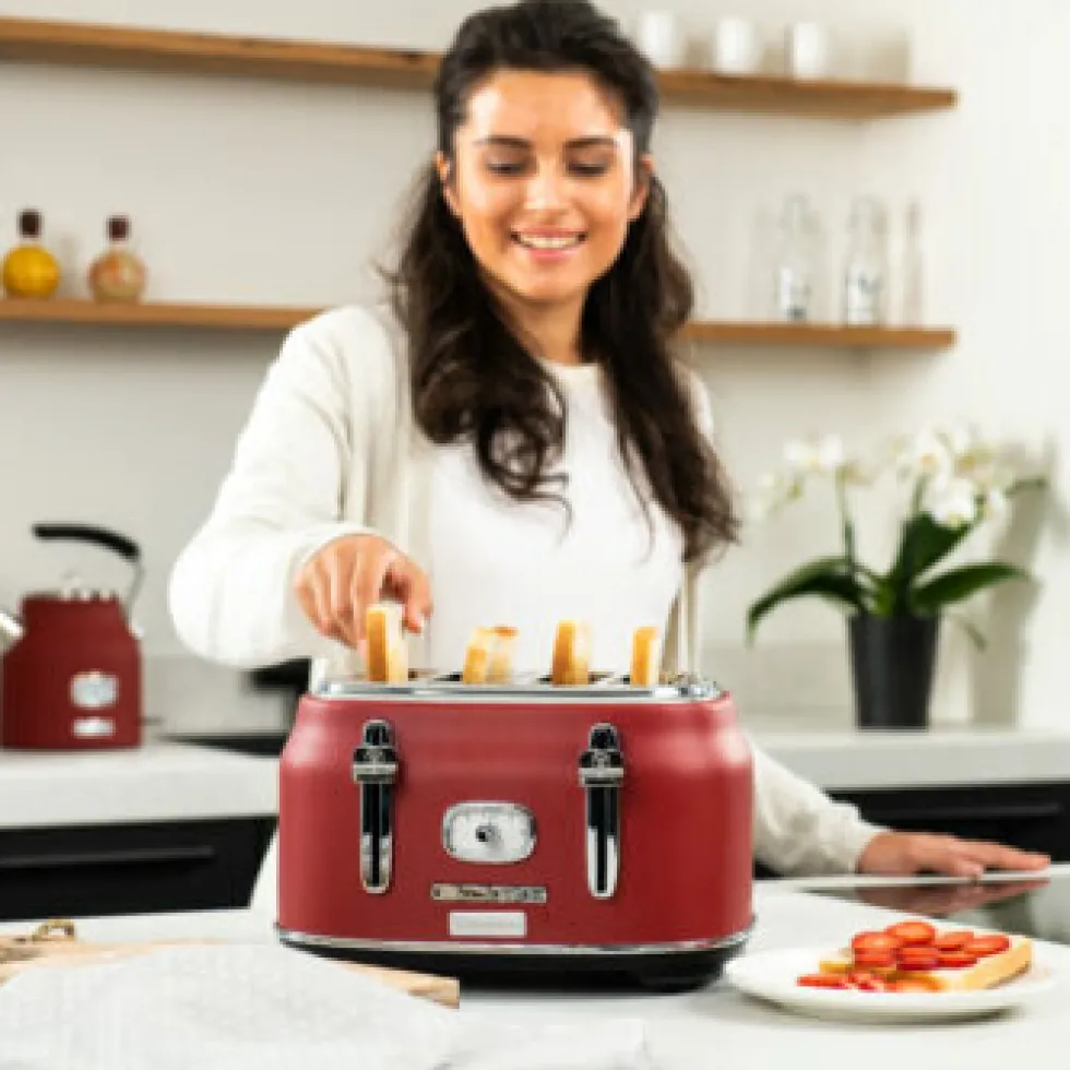 Retro Broodrooster 4 Slice Toaster Rood Westinghouse