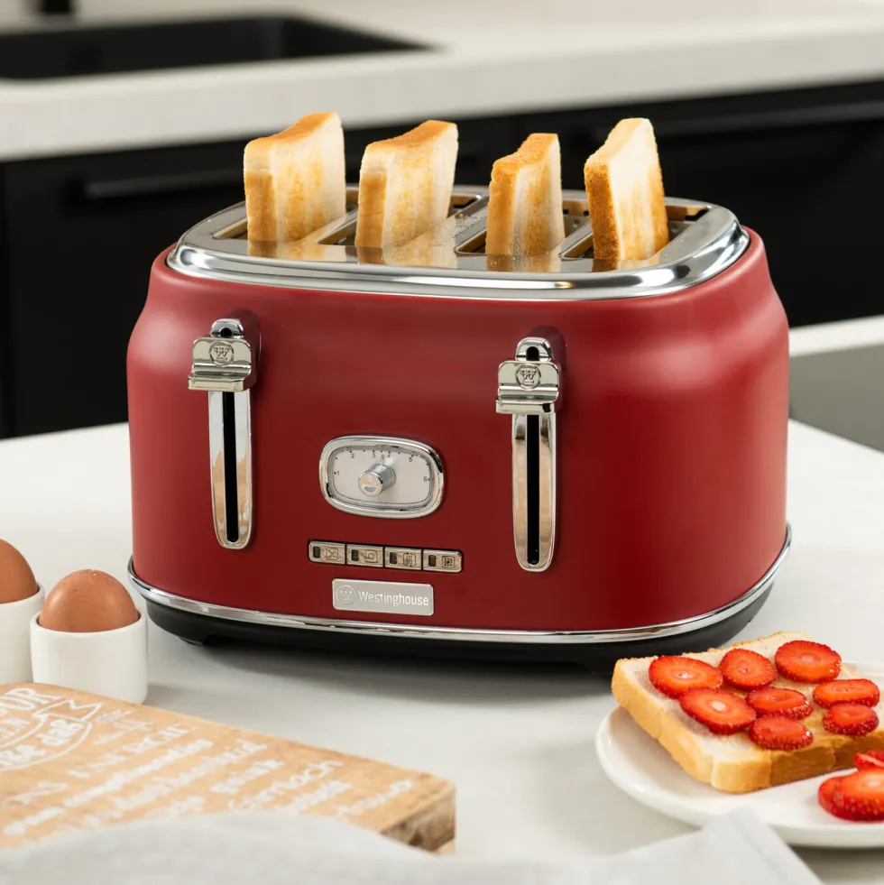Retro Broodrooster 4 Slice Toaster Rood Westinghouse