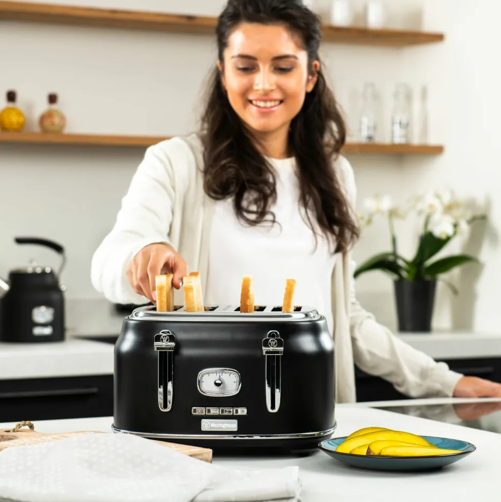 Retro Broodrooster 4 Slice Toaster Zwart Westinghouse