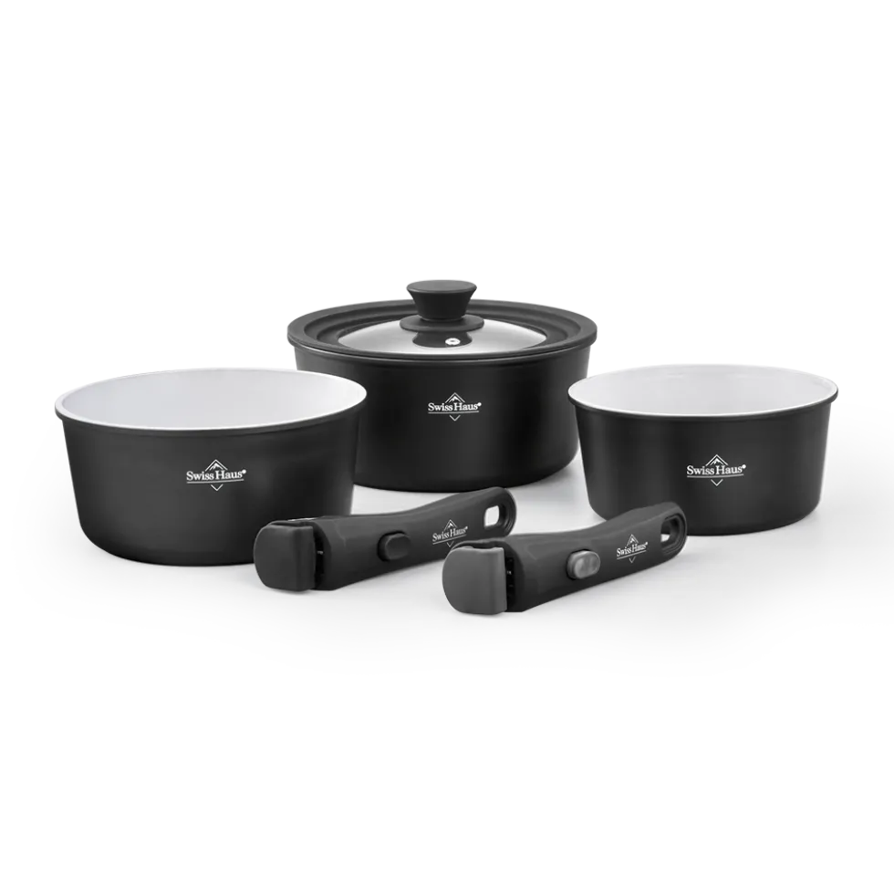 Sauspannen set 16-18-20cm keramische coating zwart