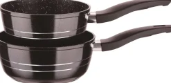 Sauspannen set 18 en 20 cm marmeren coating Royalty Line zilver