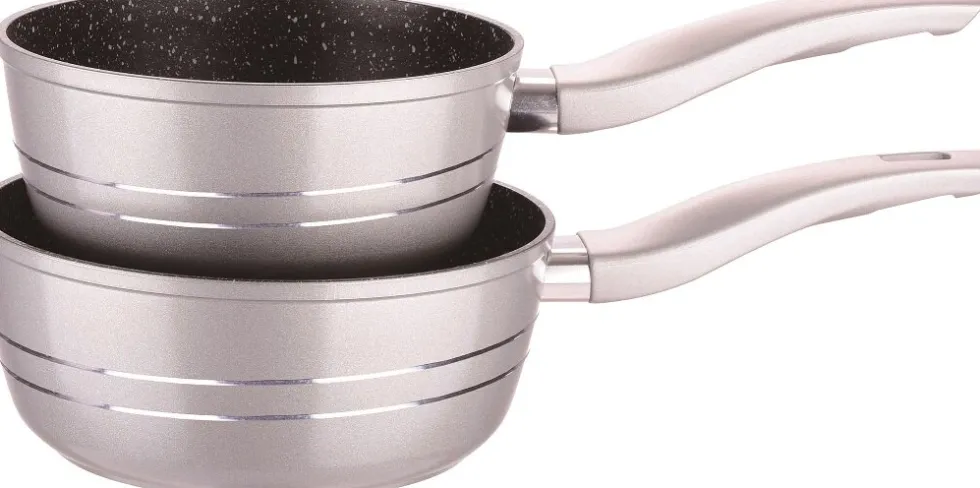 Sauspannen set 18 en 20 cm marmeren coating Royalty Line zilver