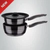 Sauspannen set 18 en 20 cm marmeren coating Royalty Line zwart