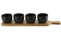 Serveerplank 42cm met 4 apero potjes