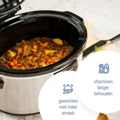 Slowcooker 6 liter RVS keramische binnenpan Royalty Line