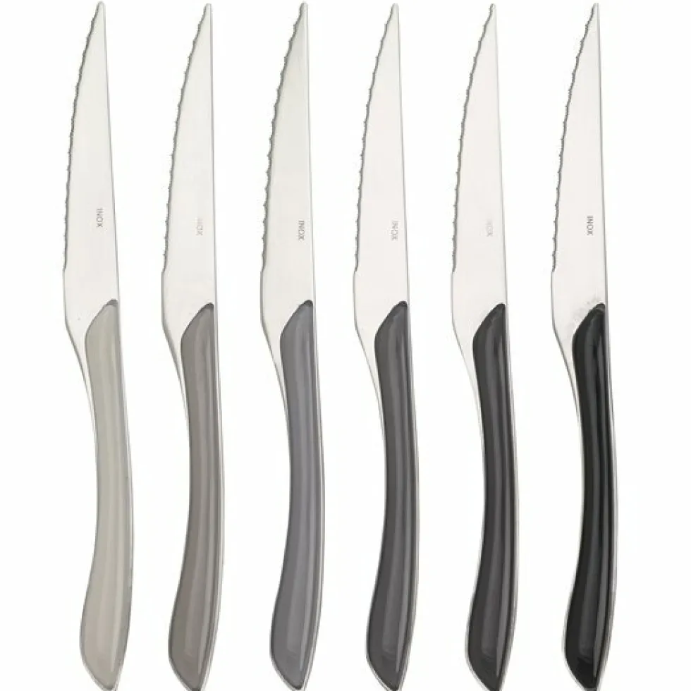 Steakmessen set 6 delig grijstinten Eclat Amefa