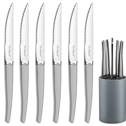 Steakmessen set Jet Satin in rond blok Lou Laguiole