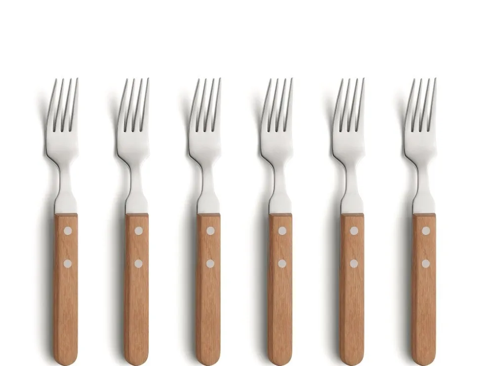 Steak- pizza vorken set 6 delig 7000 Amefa wood