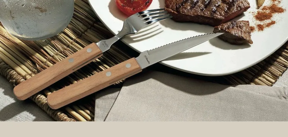 Steak- pizza vorken set 6 delig 7000 Amefa wood