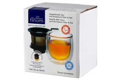 Theeglas met filter zwart 130 ml Finum