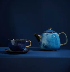 Theeset pot 80 cl met 4 kopjes Nova Blue