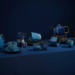 Theeset pot 80 cl met 4 kopjes Nova Blue
