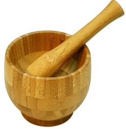 Vijzel en stamper uit bamboe FSC 12xH10,5cm