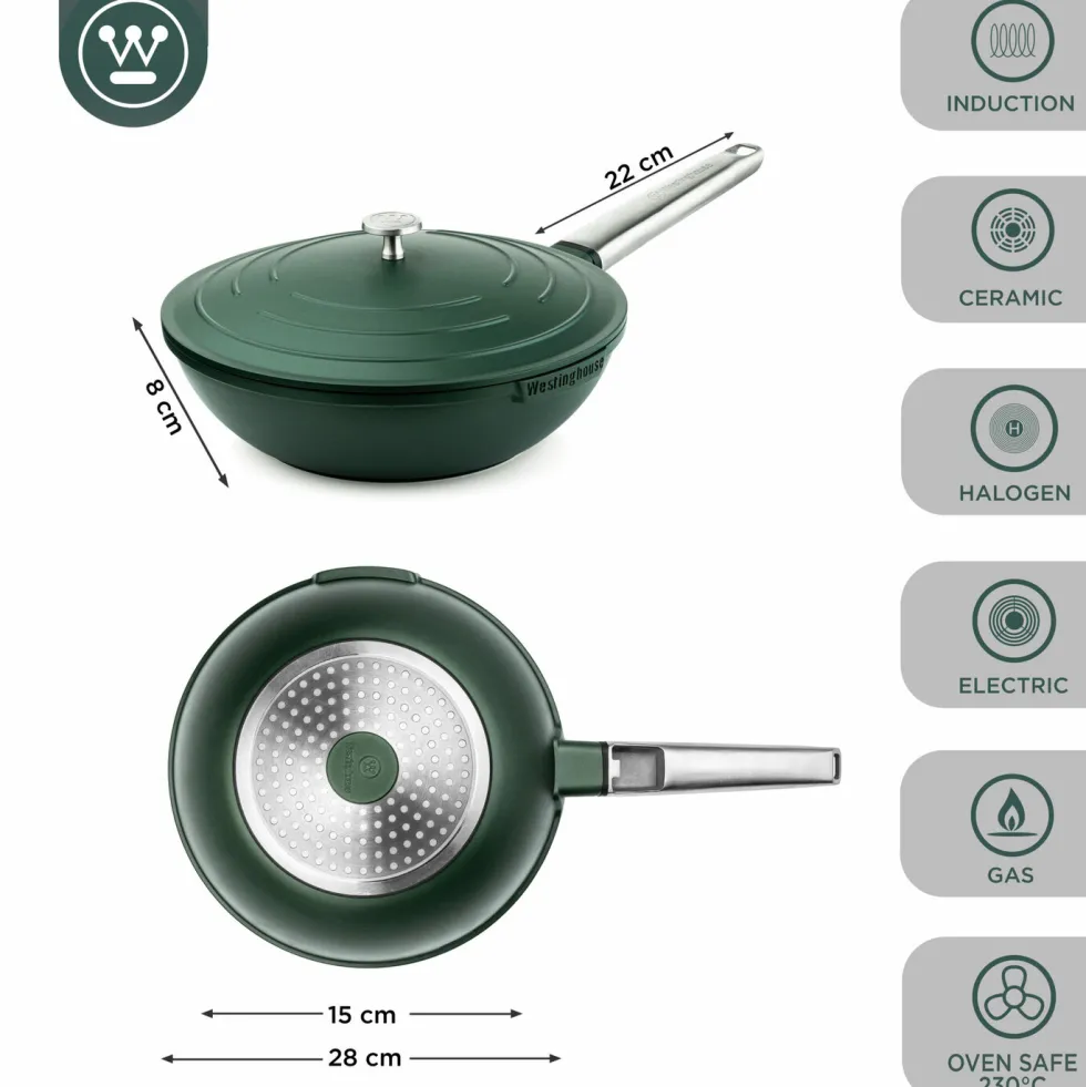 Wokpan 28 cm Groen Performance Series Inductie Westinghouse